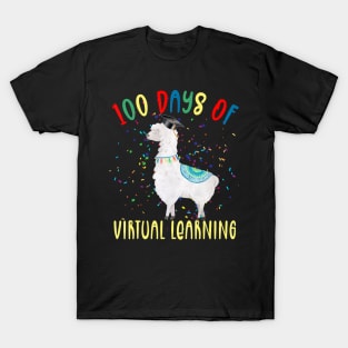 100th Day Of School Llama 100 Days 2021 Virtual Learning T-Shirt